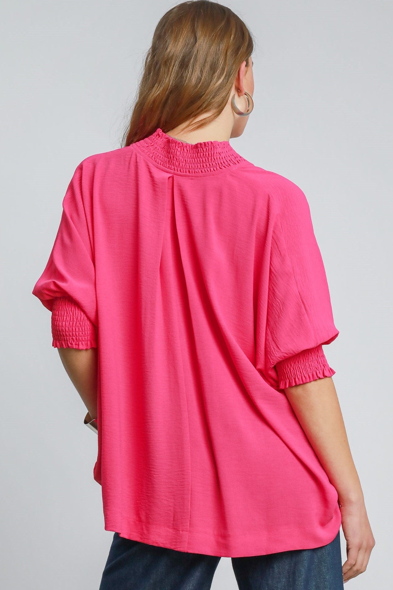 V-Neck Smock Sleeve Top
