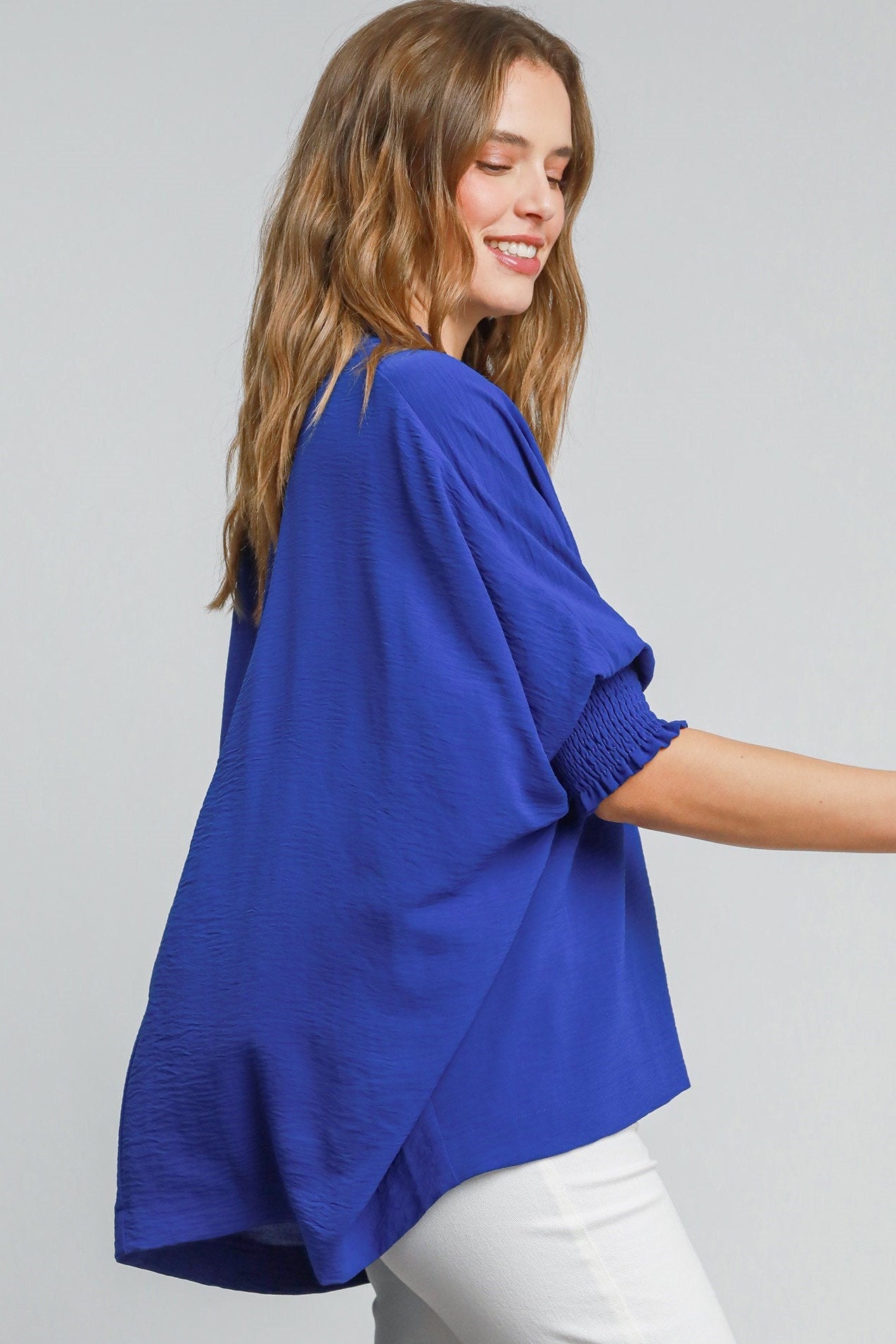 V-Neck Smock Sleeve Top