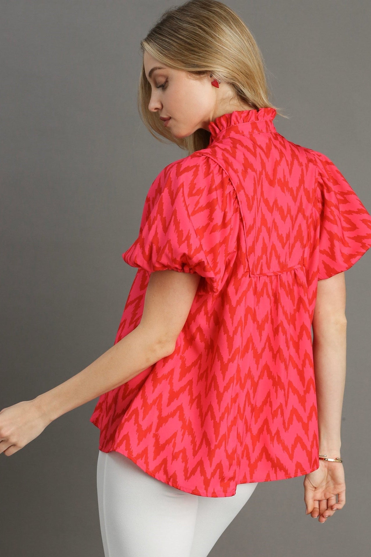 High Collar Chevron Blouse