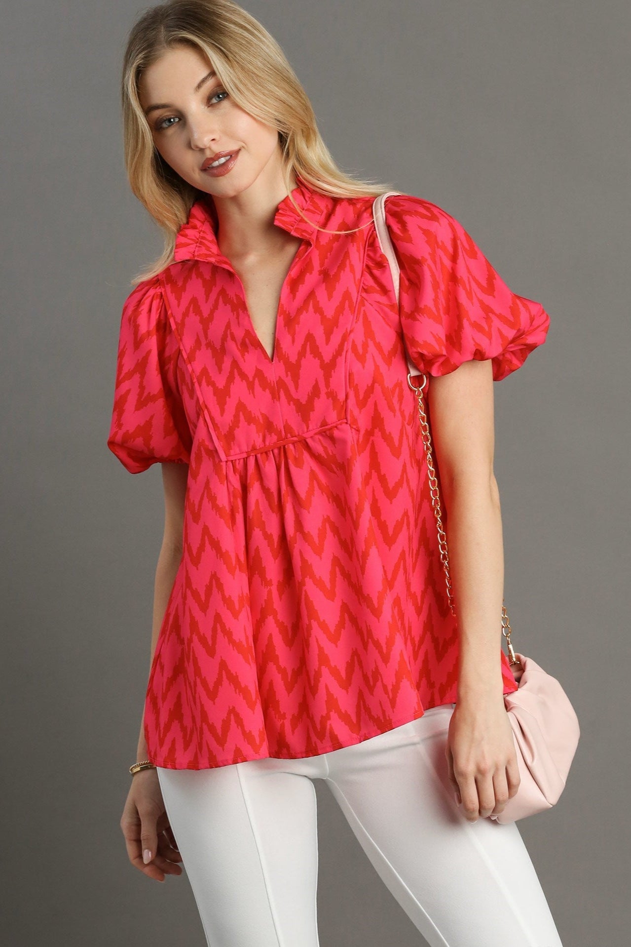 High Collar Chevron Blouse