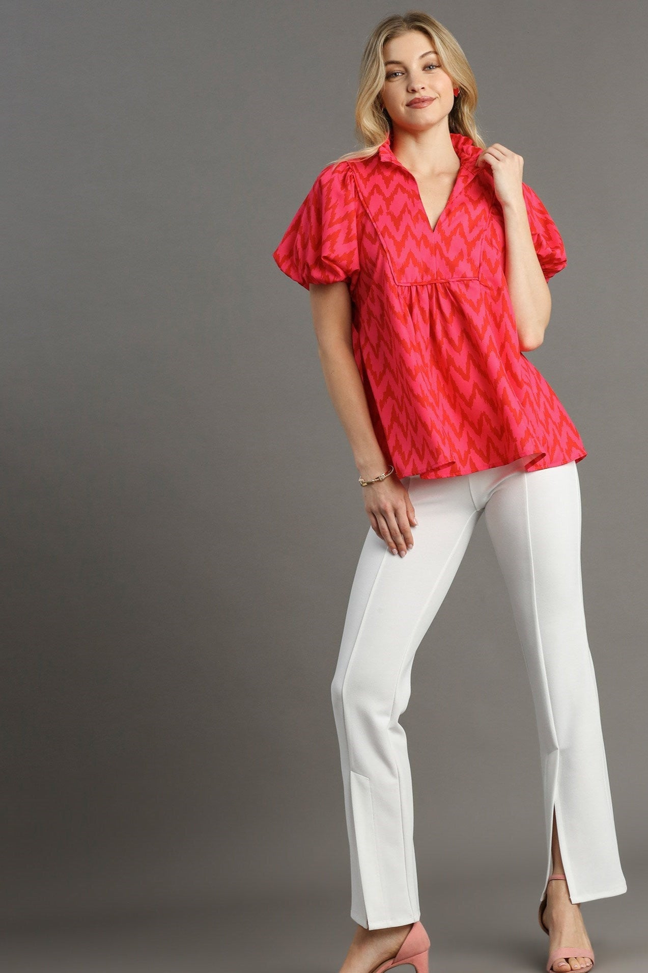 High Collar Chevron Blouse