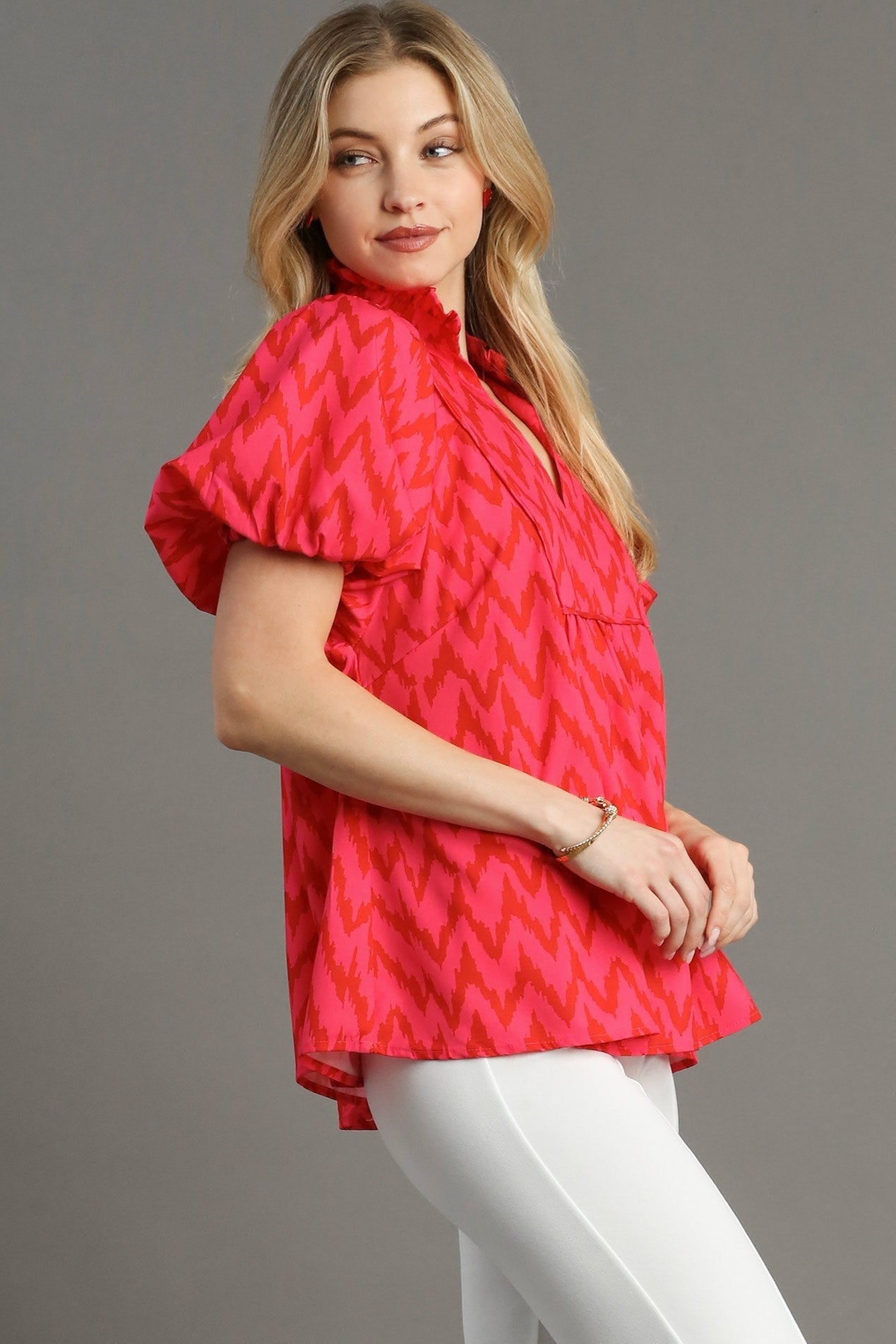 High Collar Chevron Blouse