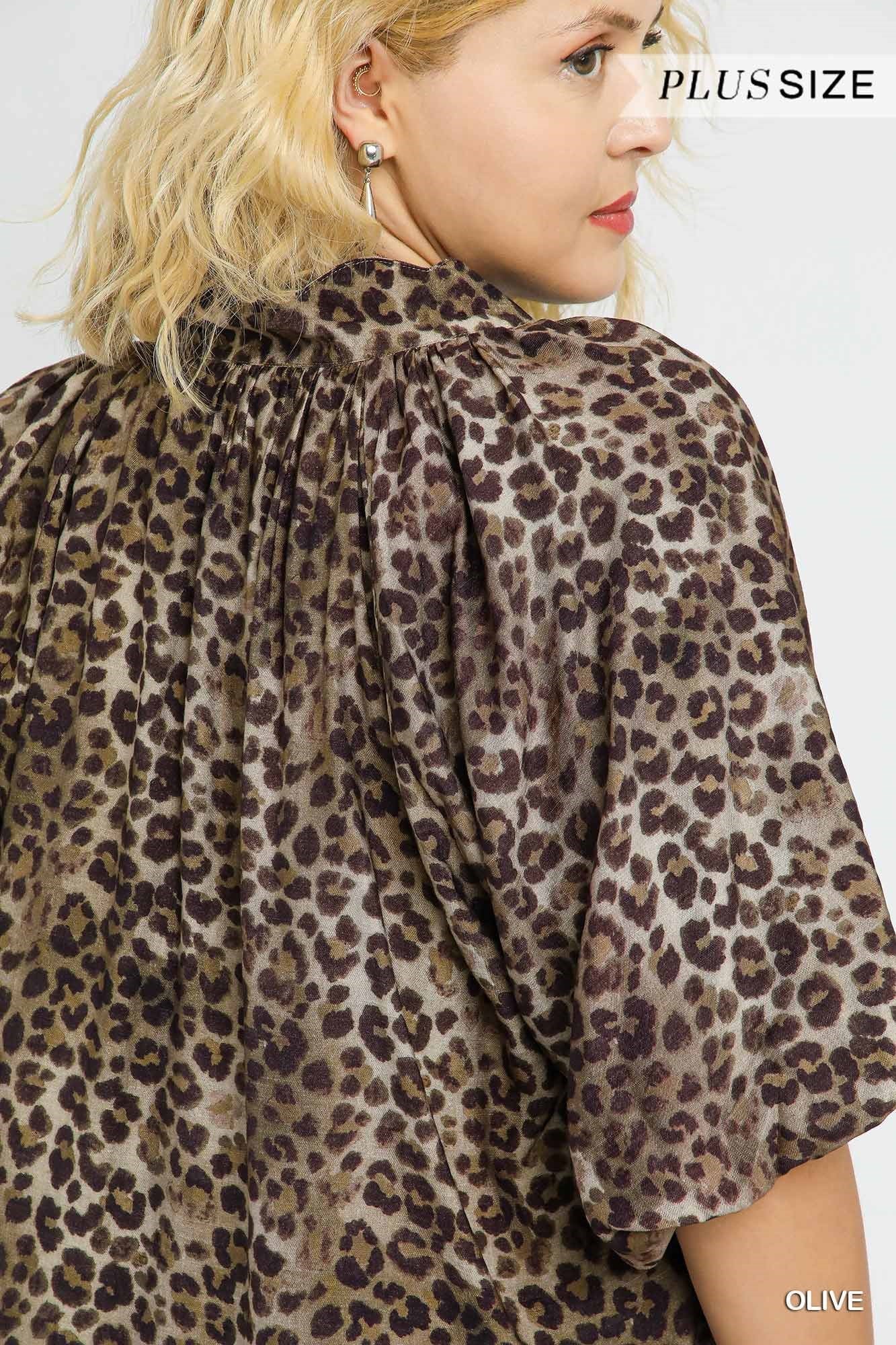 Leopard Scallop Hem Blouse