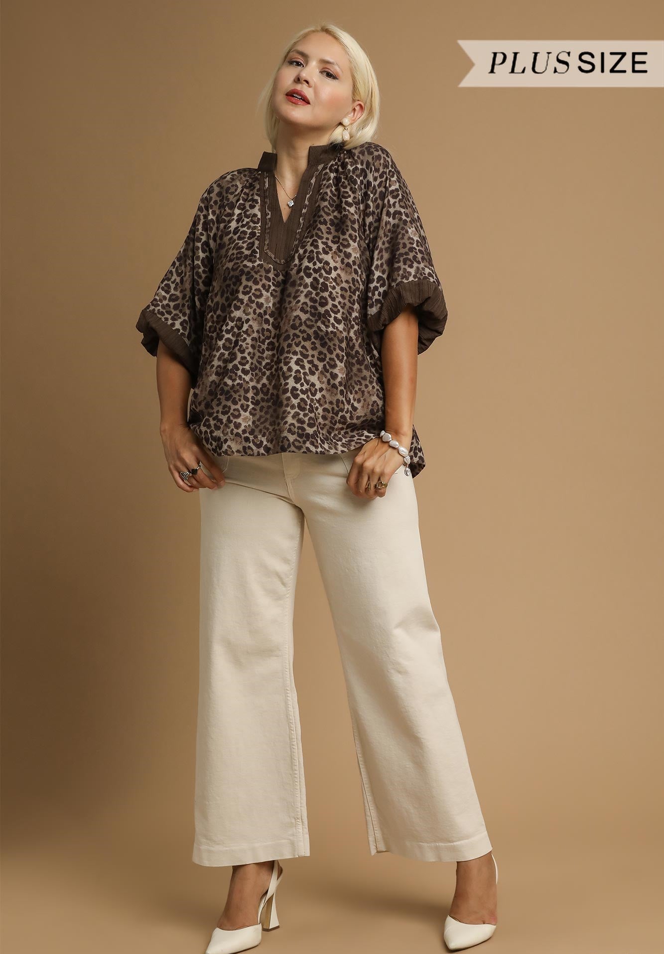 V Neck Leopard Blouse