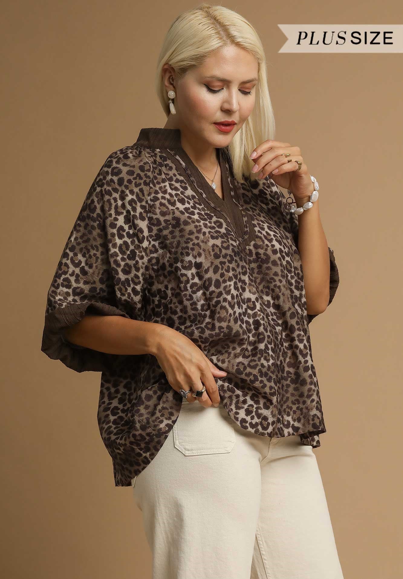 V Neck Leopard Blouse