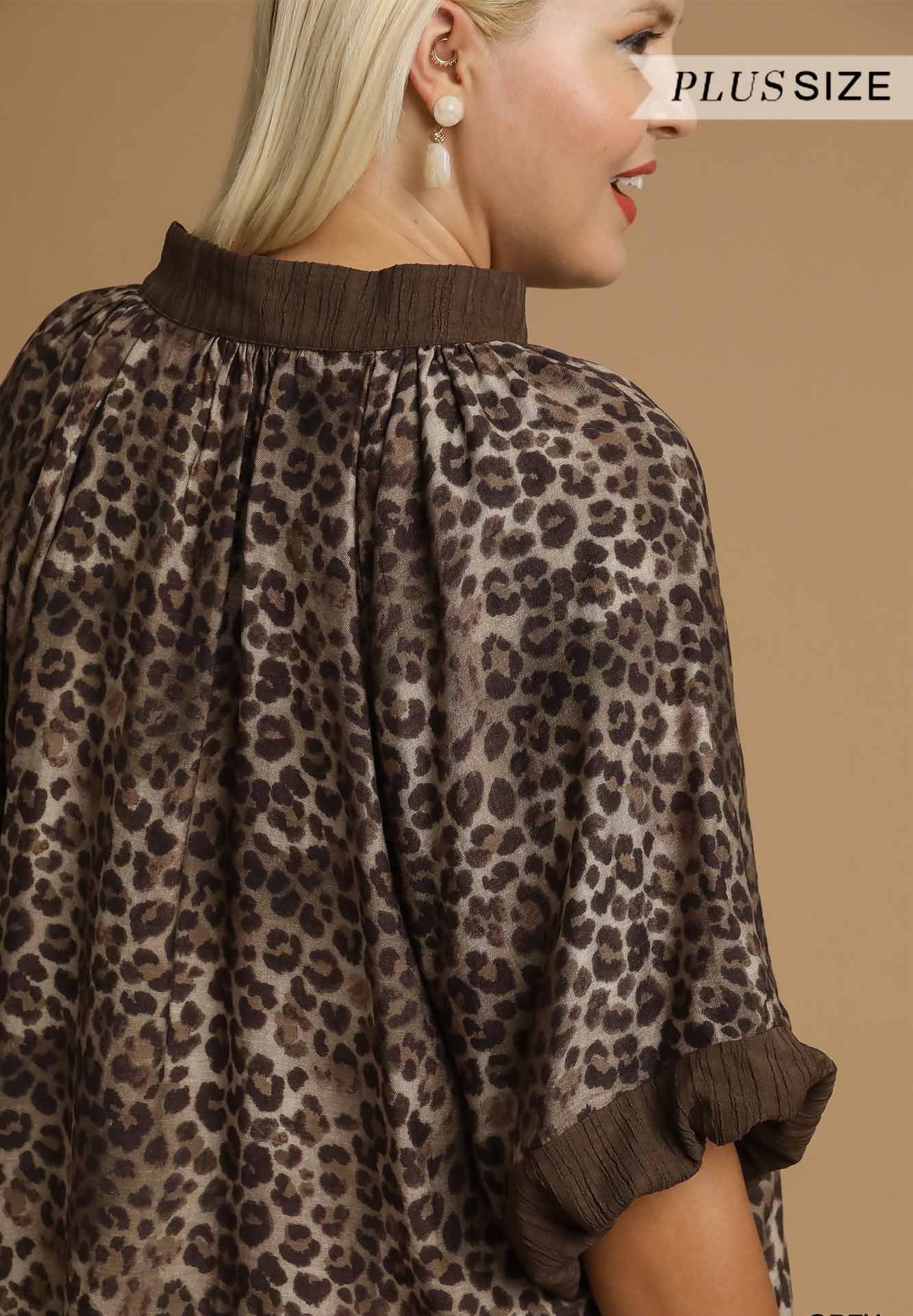 V Neck Leopard Blouse