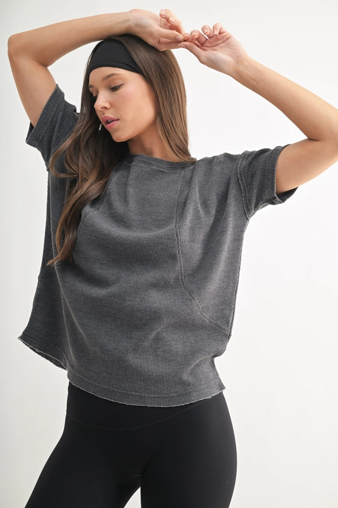 Cotton Blend Mineral Wash Waffle Short Sleeve Tee