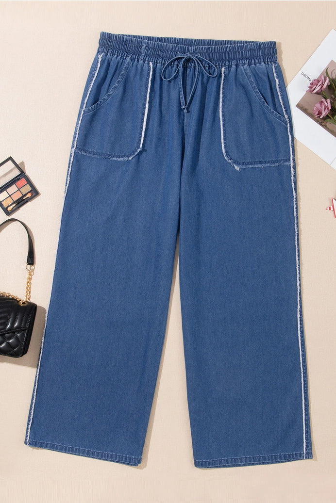Denim Chambray Pocketed Pants