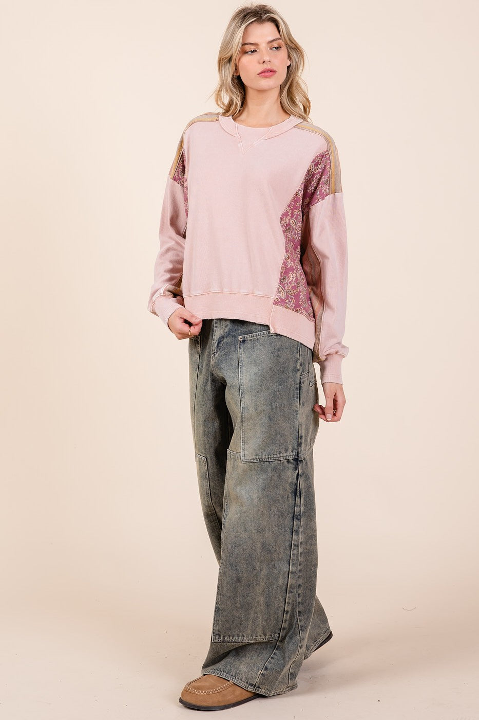 Patchwork French Terry Pullover
