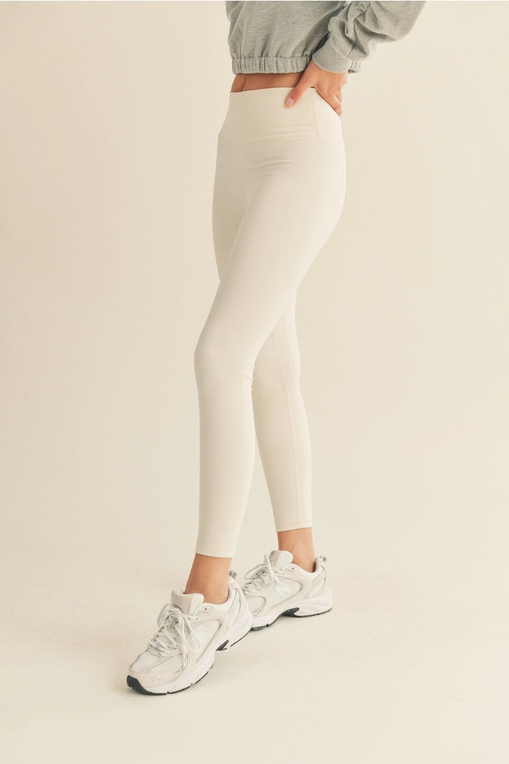 Cream Aligned Performance High-Rise Leggings
