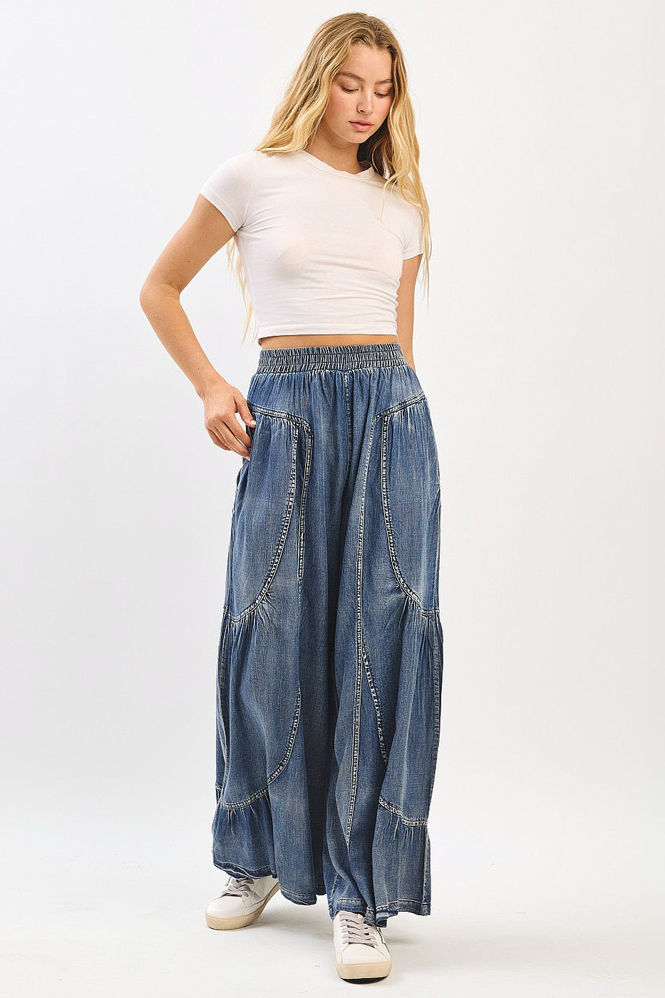 Washed Chambray Wide Leg