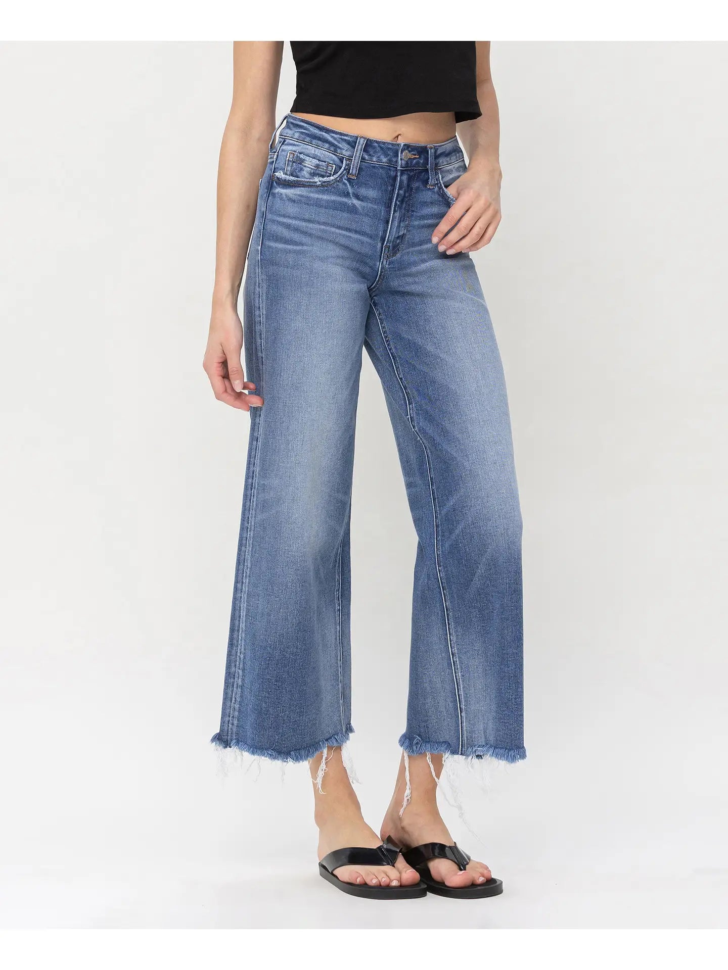 High Rise Crop Wide Leg Jeans