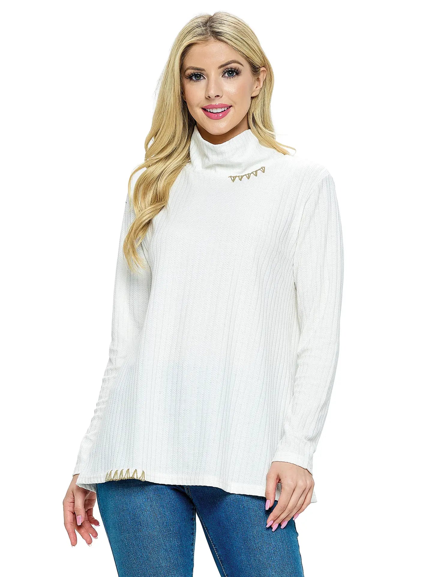 Ribbed Knit Mock Neck