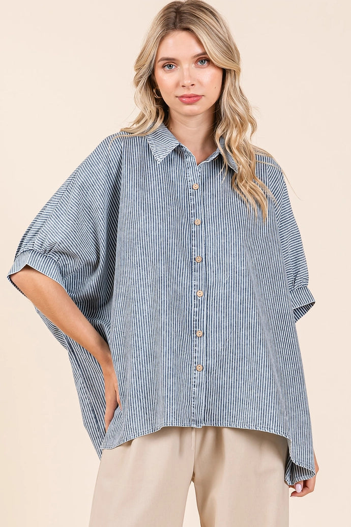 Striped Cotton Button Down
