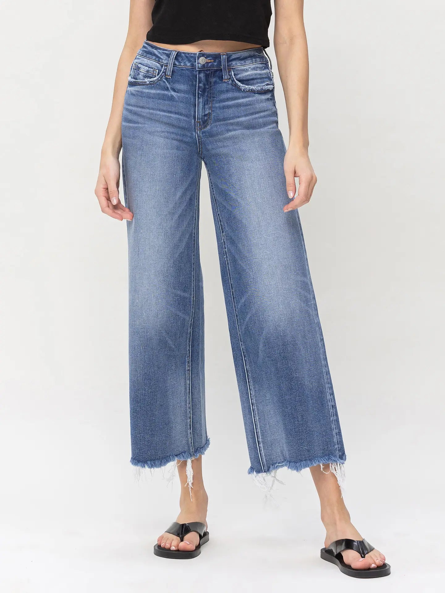 High Rise Crop Wide Leg Jeans
