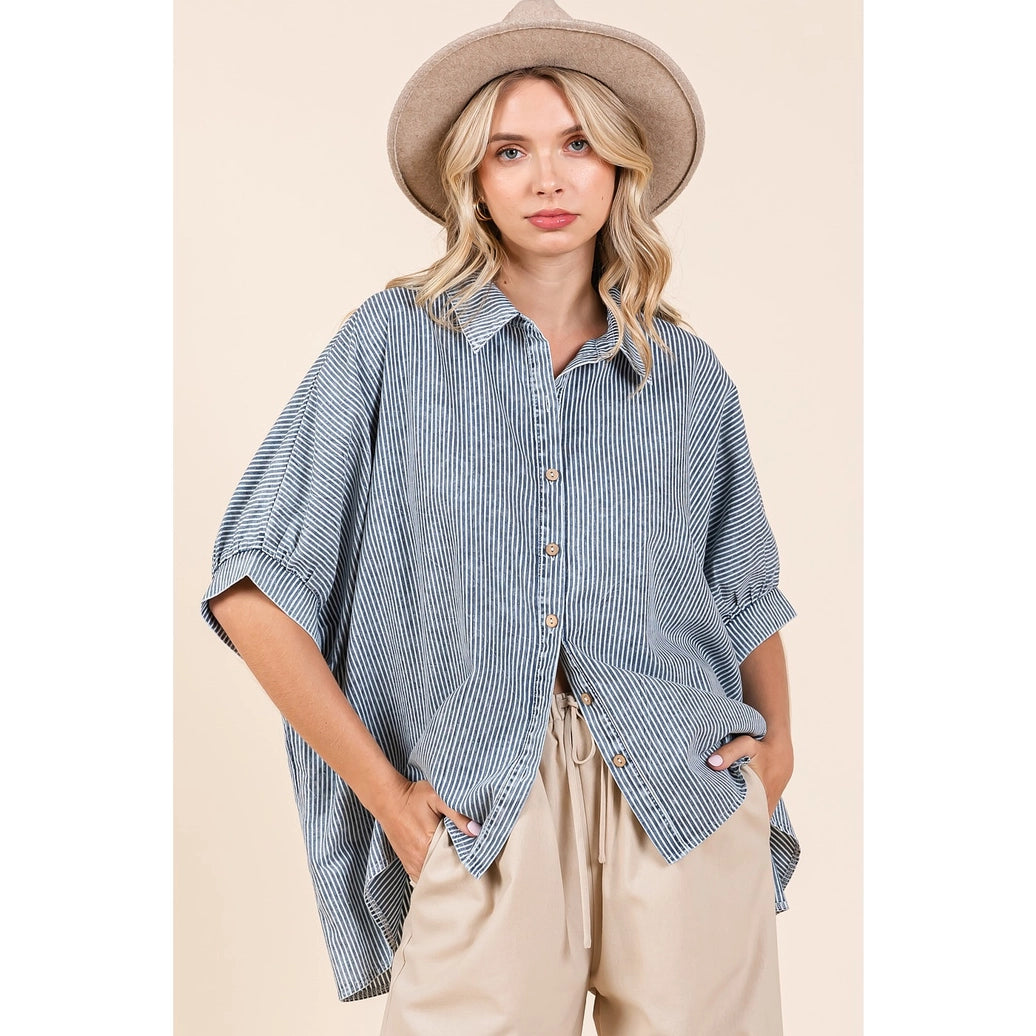 Striped Cotton Button Down