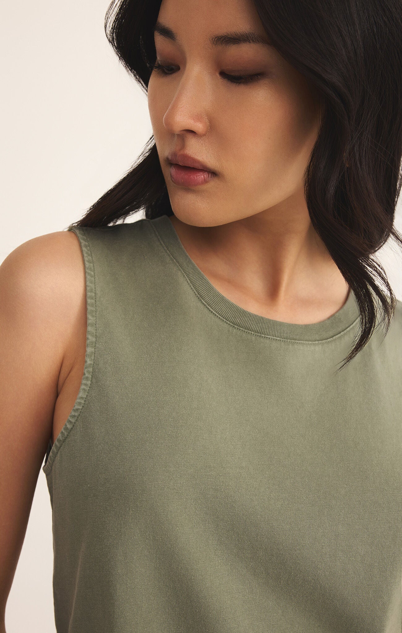 Sloane Jersey Muscle Tank in Avocado