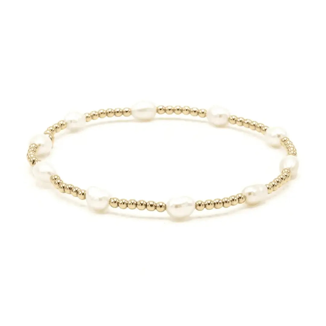 Petite Patterned Rice Pearl Bracelet with 14k Gold-Filled Beads