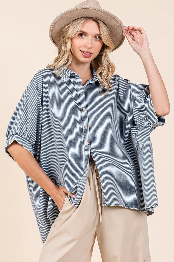 Striped Cotton Button Down