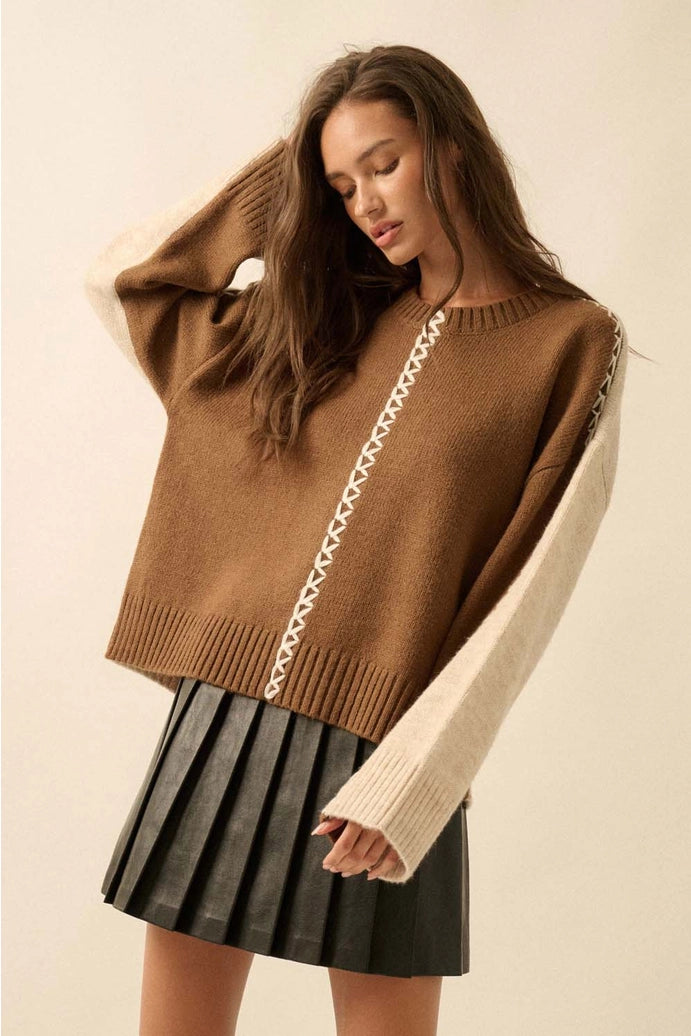 Colorblock Loose-Fit Sweater