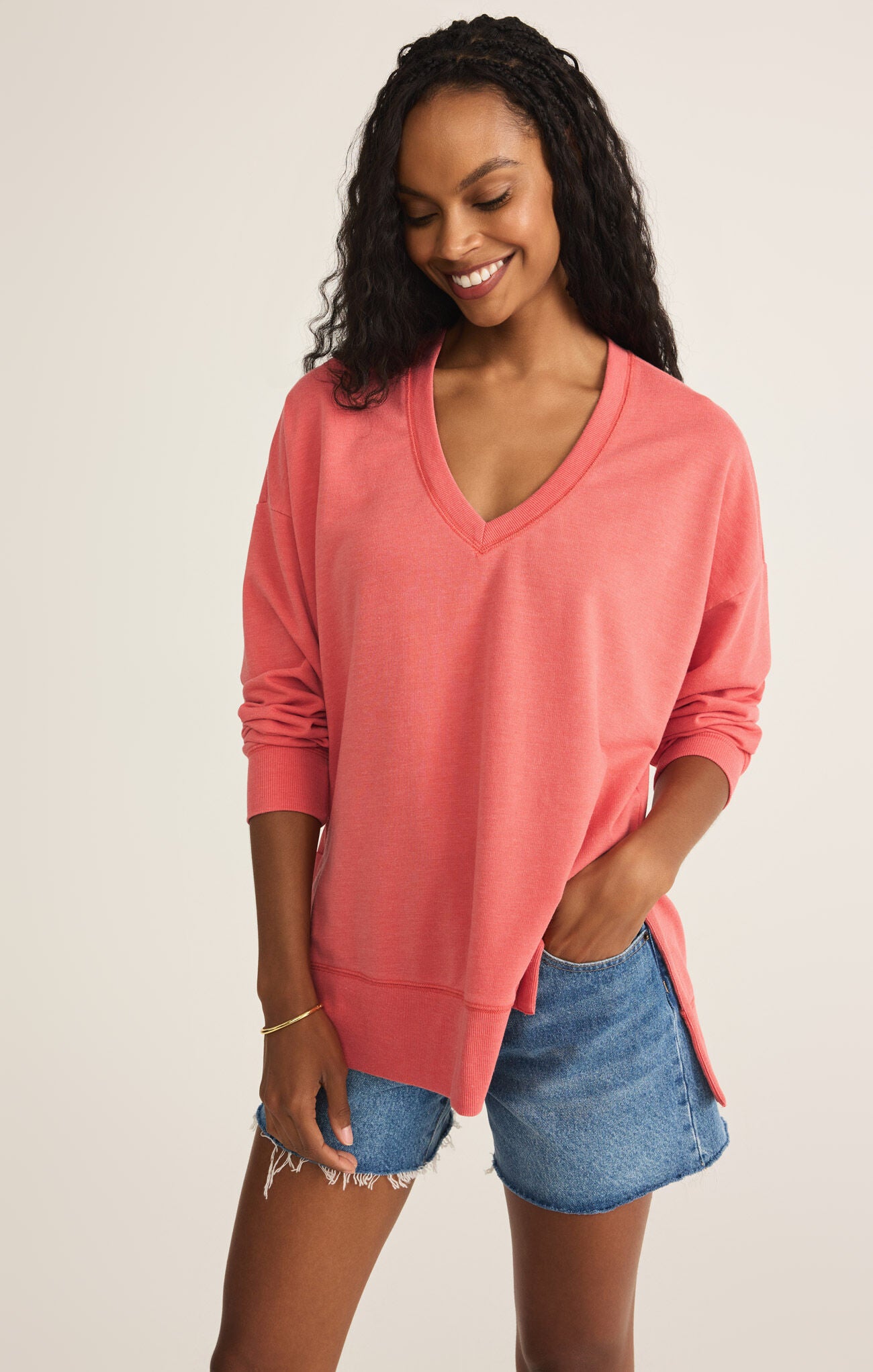 Modern V-Neck Weekender in Persimmon