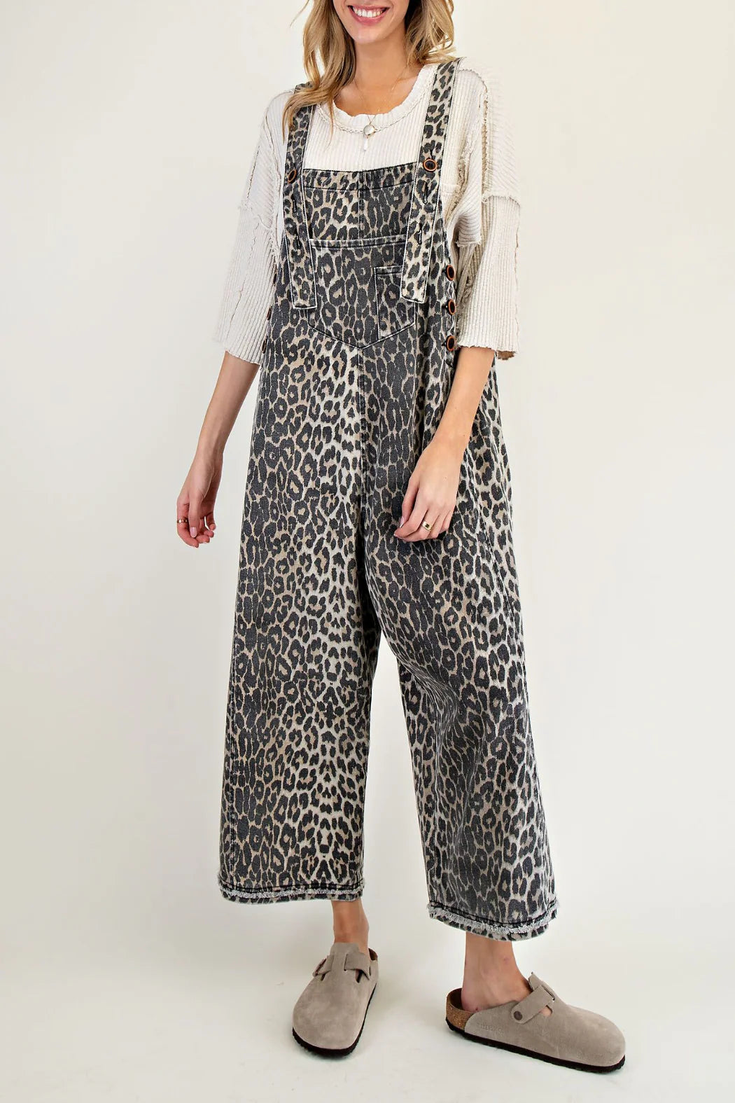 Animal Print Oversized Overalls