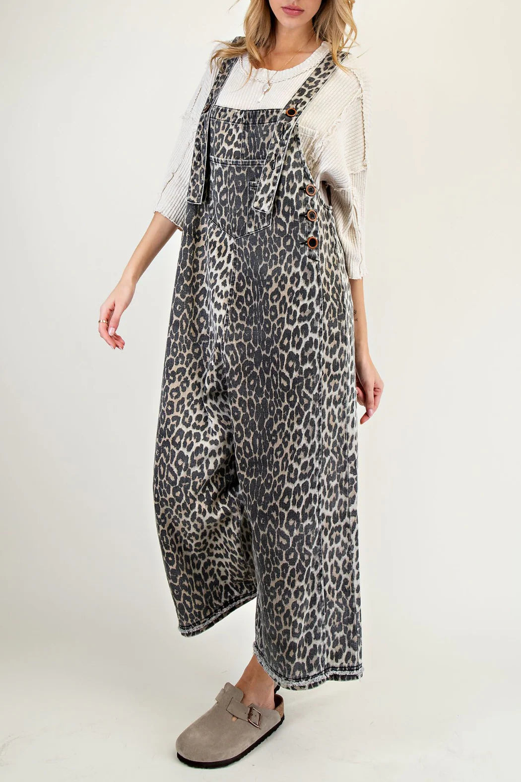 Animal Print Oversized Overalls