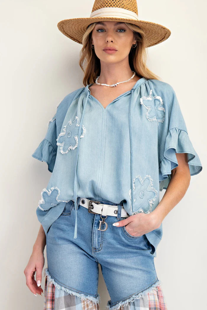 Chambray Woven Top