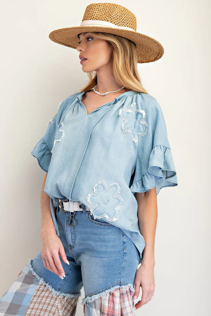 Chambray Woven Top