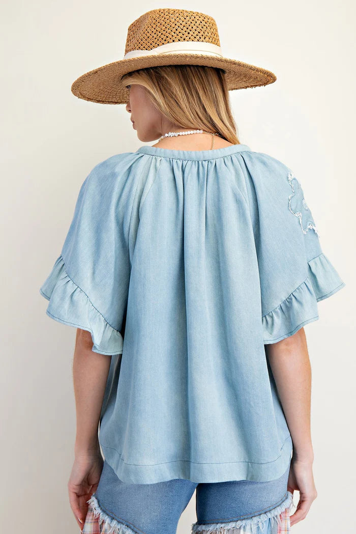Chambray Woven Top