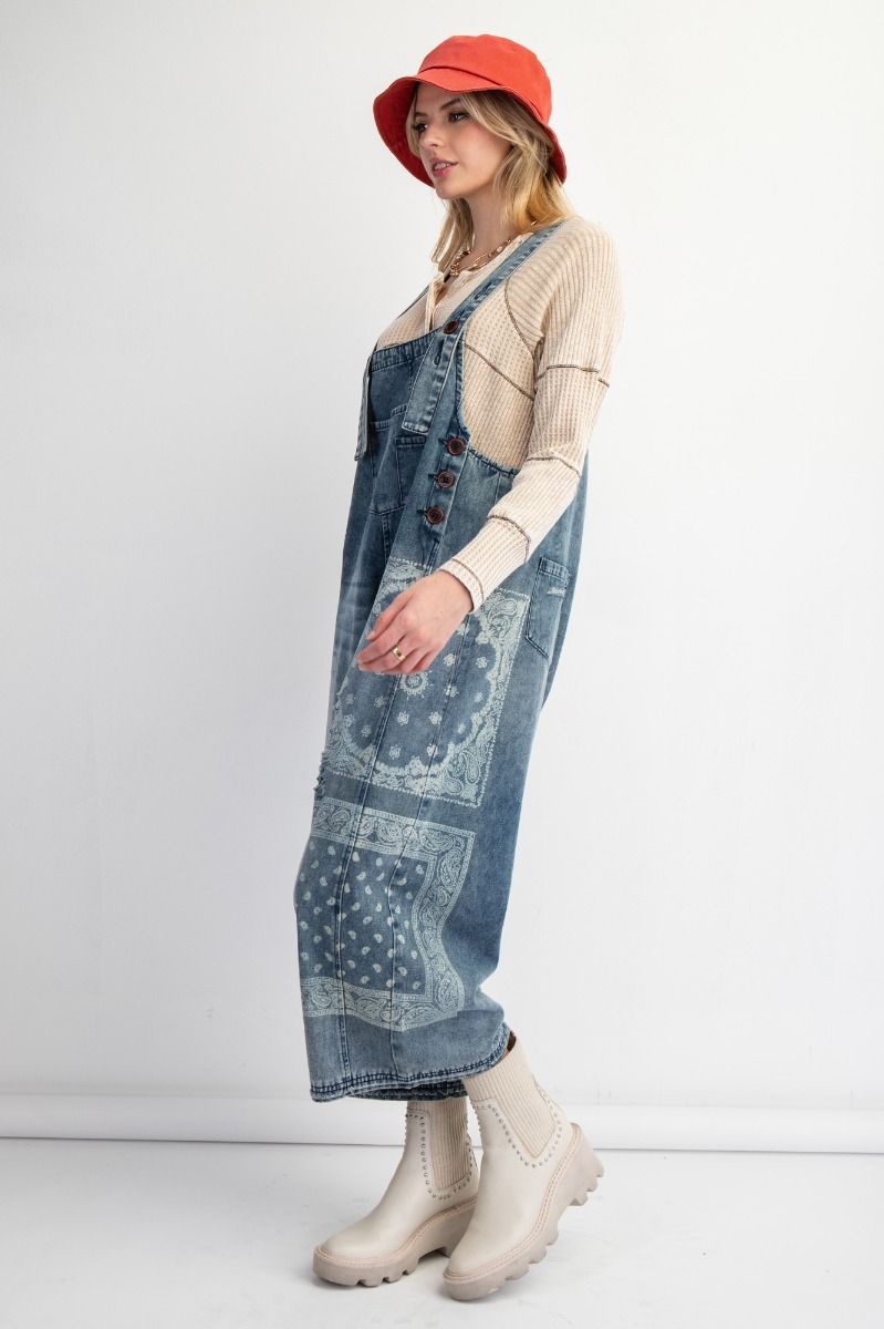 Washed Denim Overalls