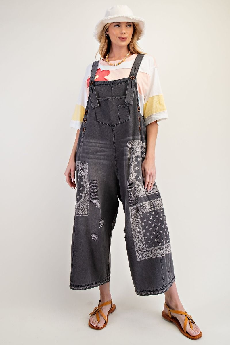 Washed Denim Overalls
