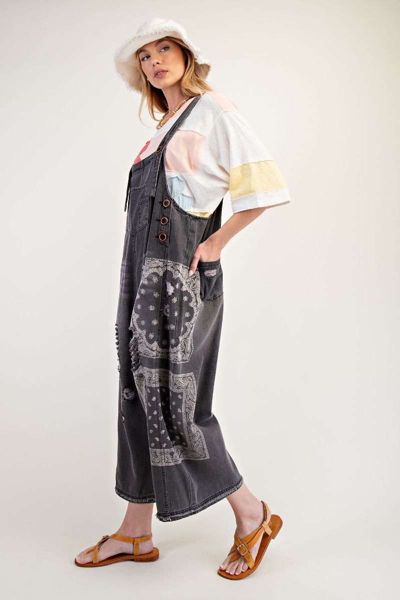 Washed Denim Overalls