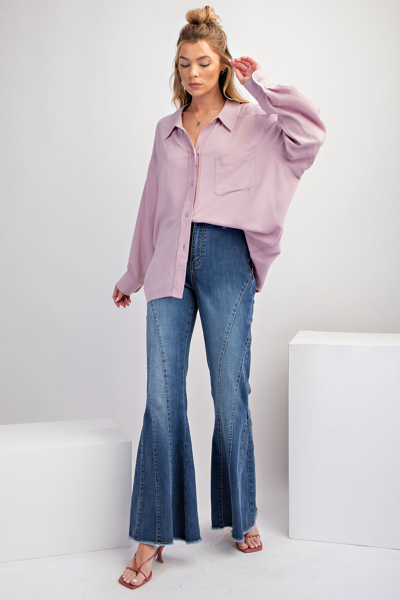 Bell Bottom Stone Washed Stretchy Denim