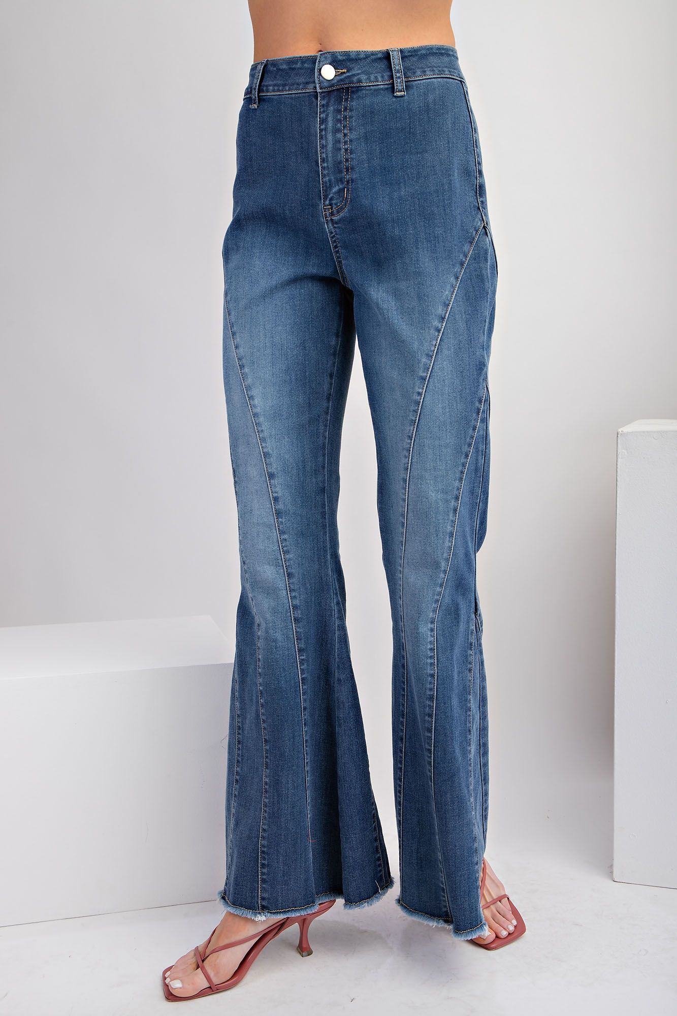 Bell Bottom Stone Washed Stretchy Denim