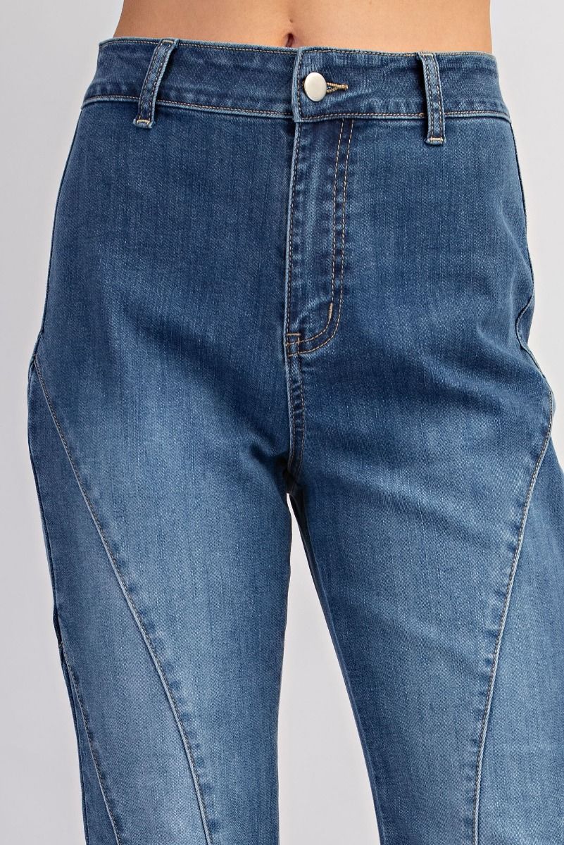 Bell Bottom Stone Washed Stretchy Denim