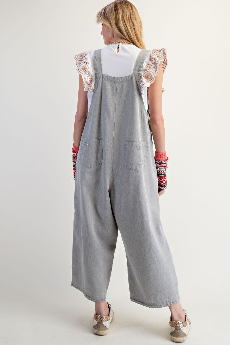 Twill Distressed Overalls