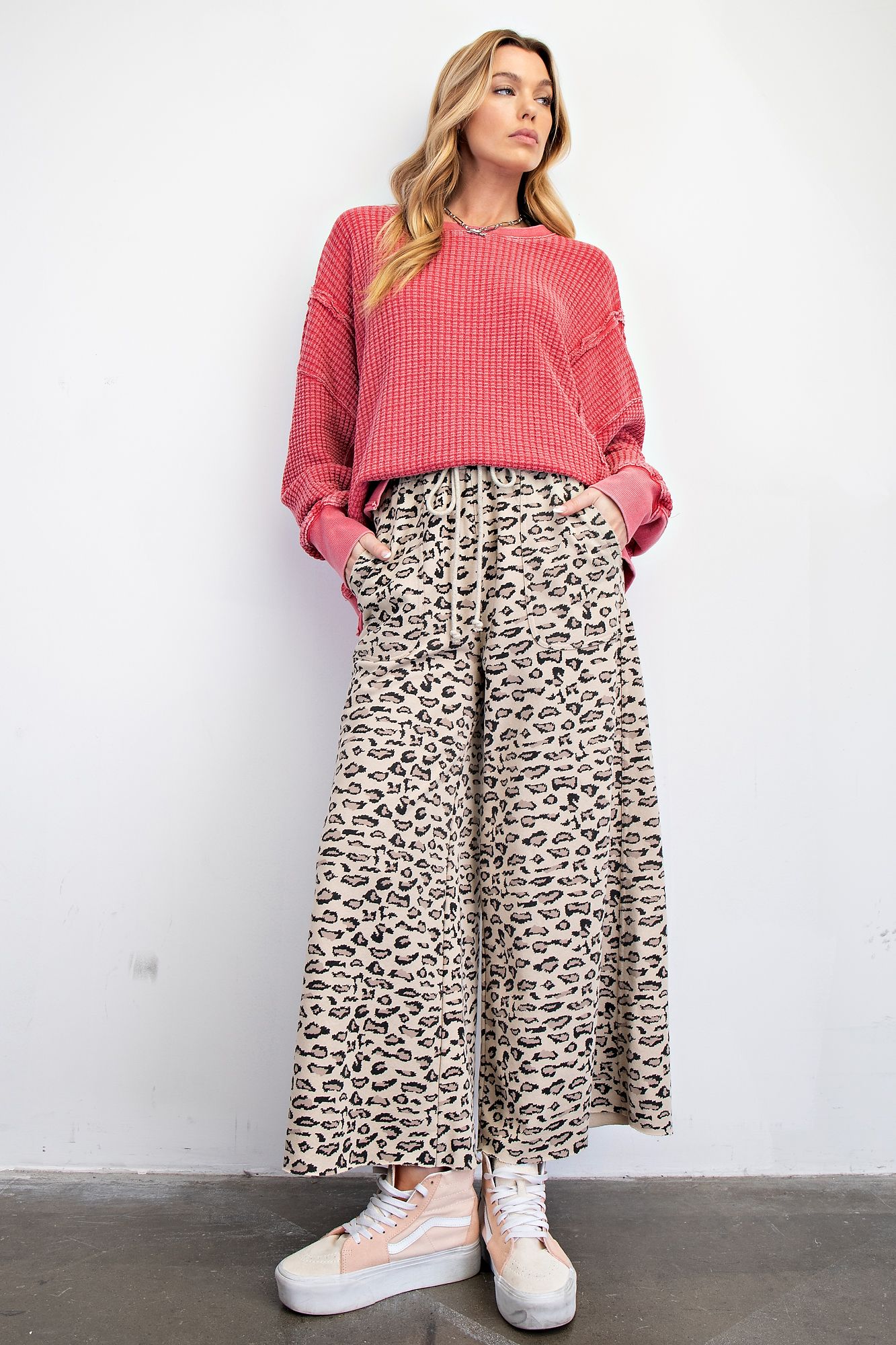 Animal Print Terry Knit Pants