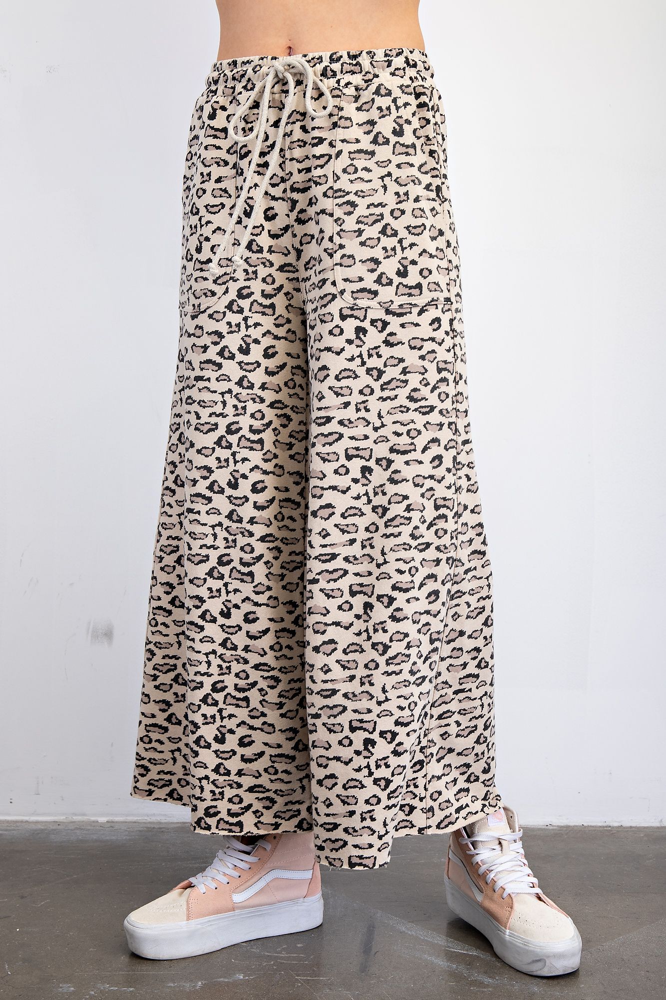 Animal Print Terry Knit Pants