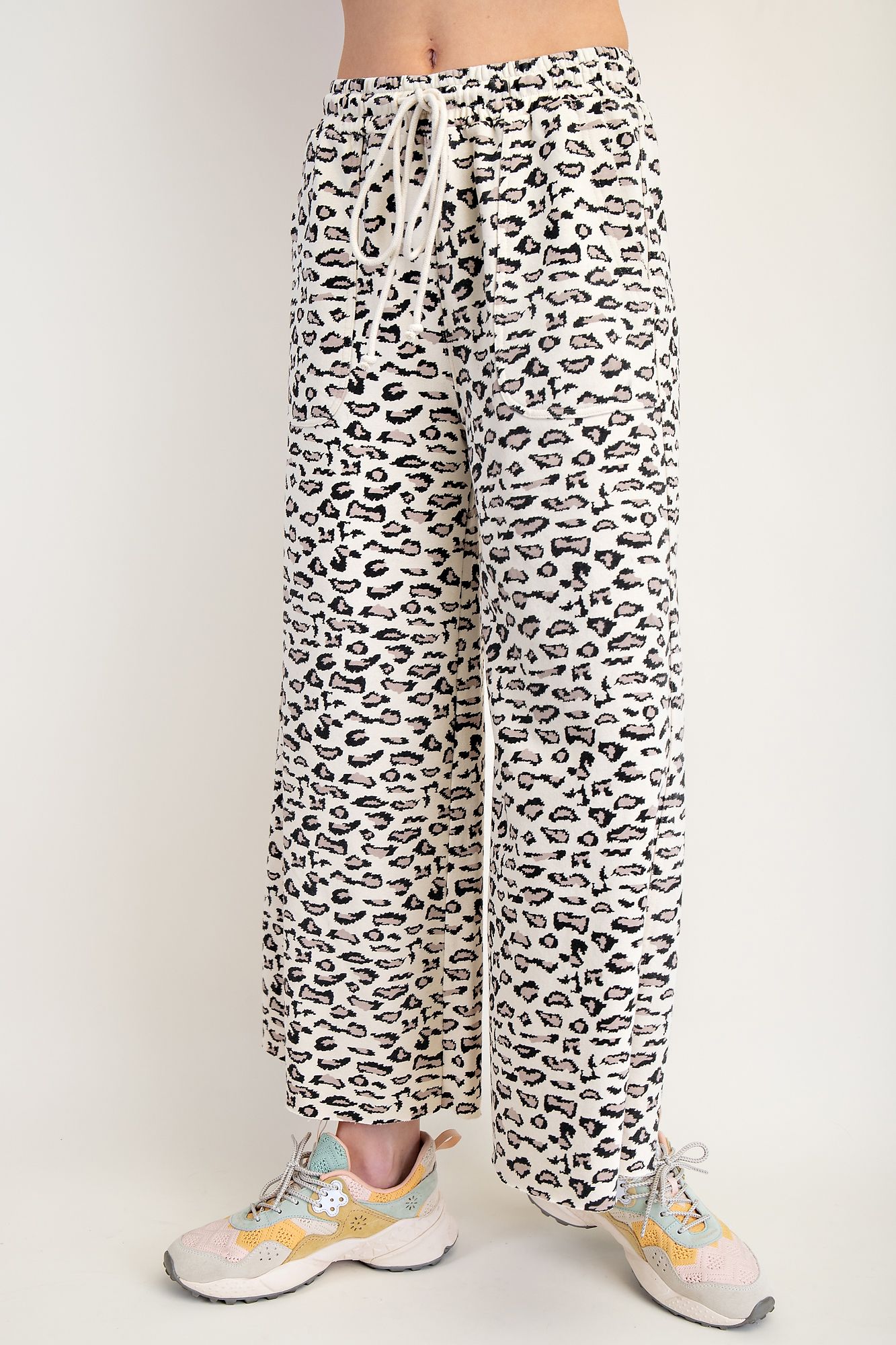 Animal Print Terry Knit Pants