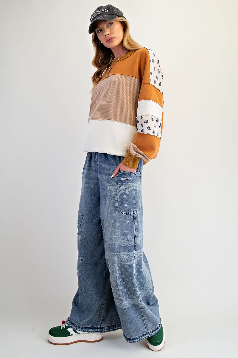 Patchwork Wide Leg Pants