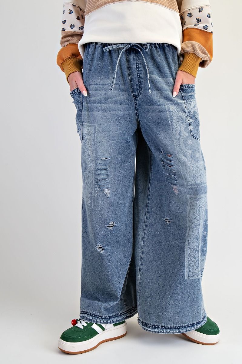Patchwork Wide Leg Pants