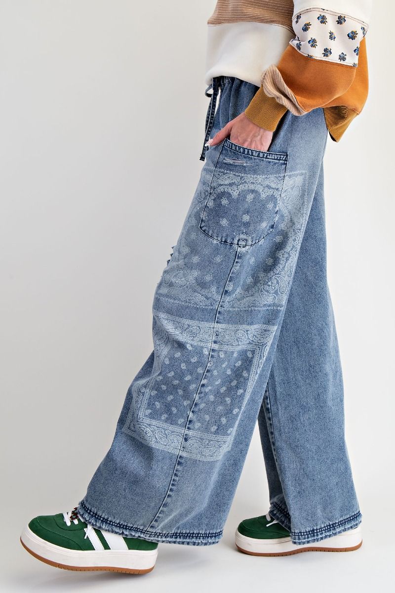 Patchwork Wide Leg Pants