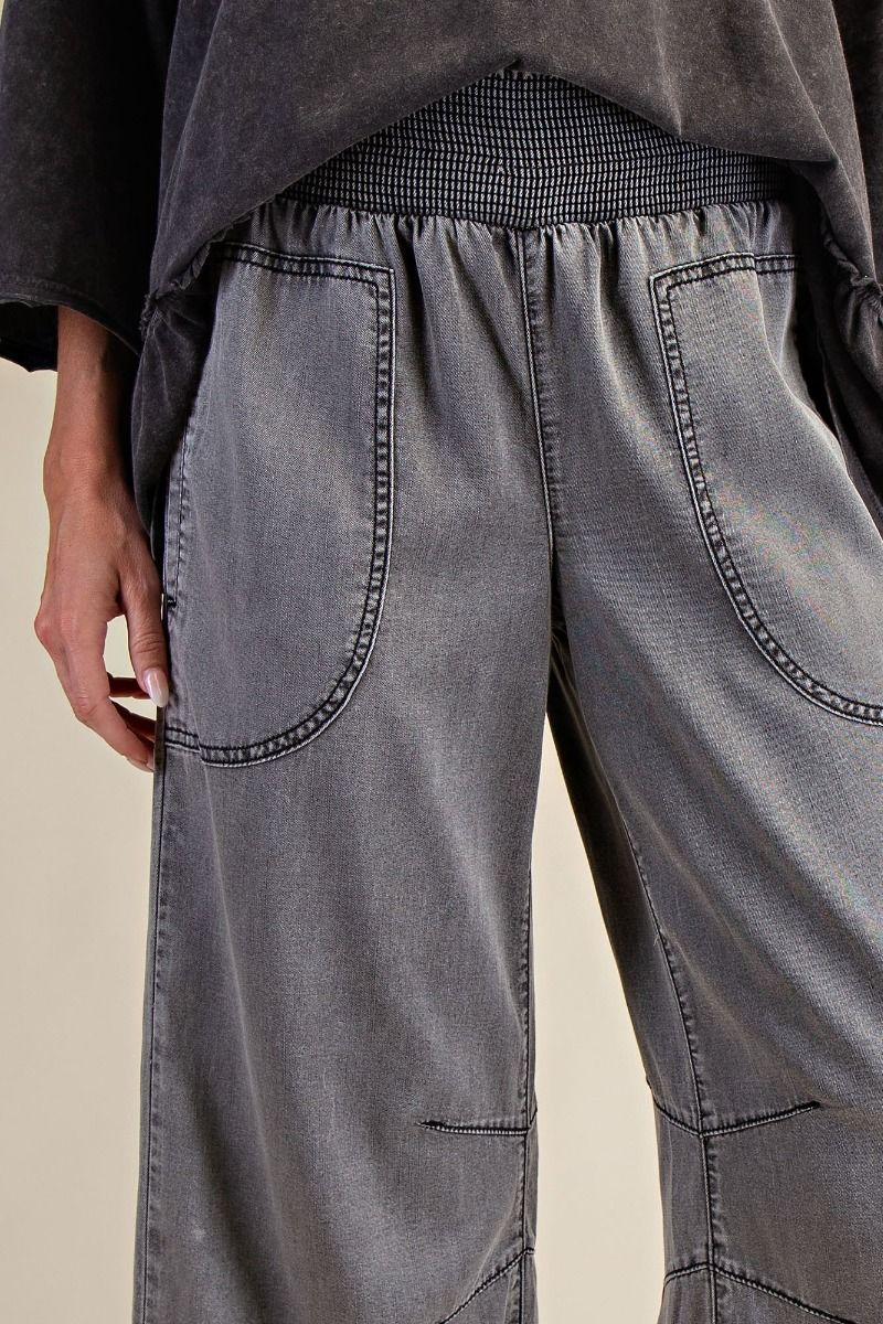 Smocked Chambray Pants