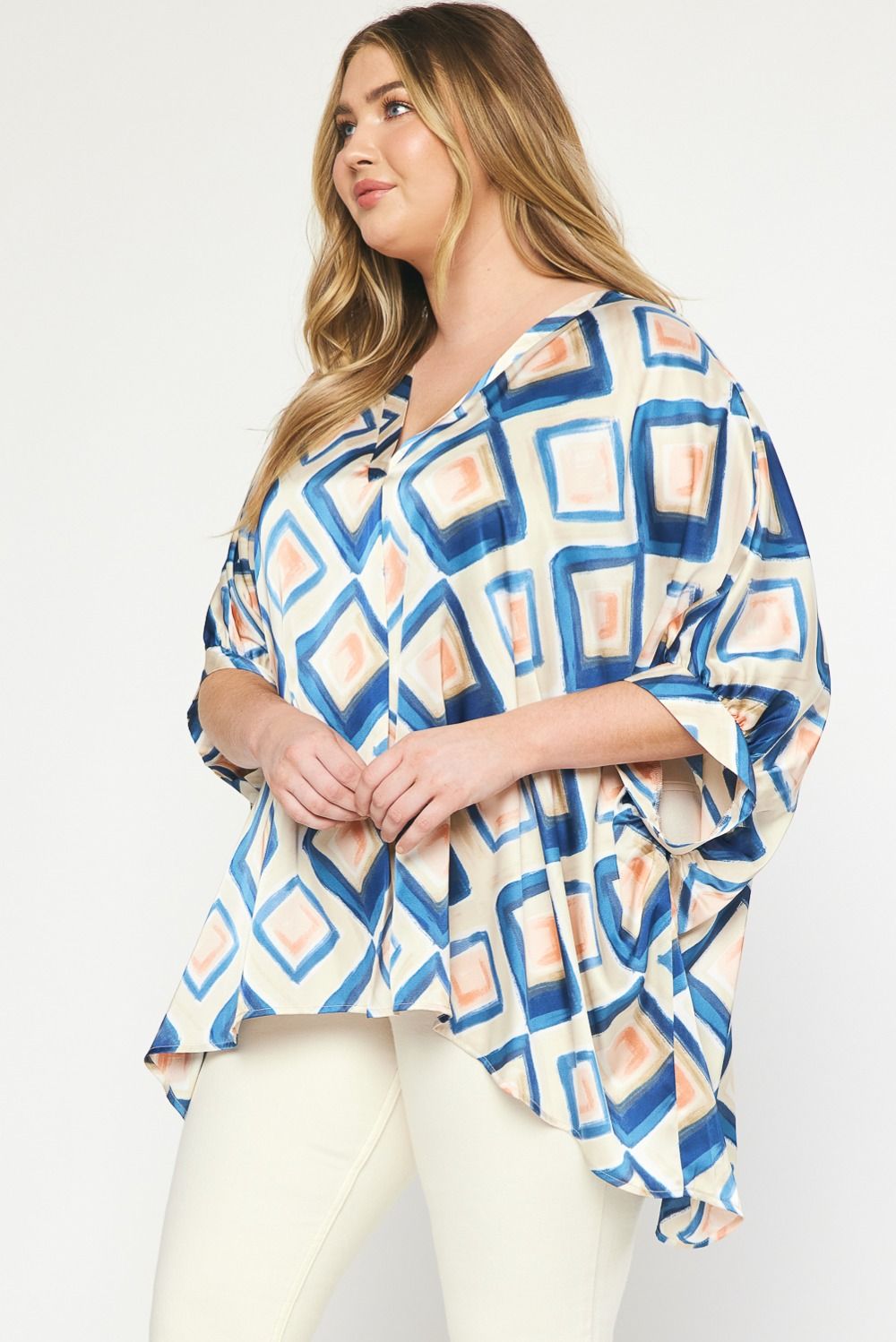 Printed V-Neck Blouse