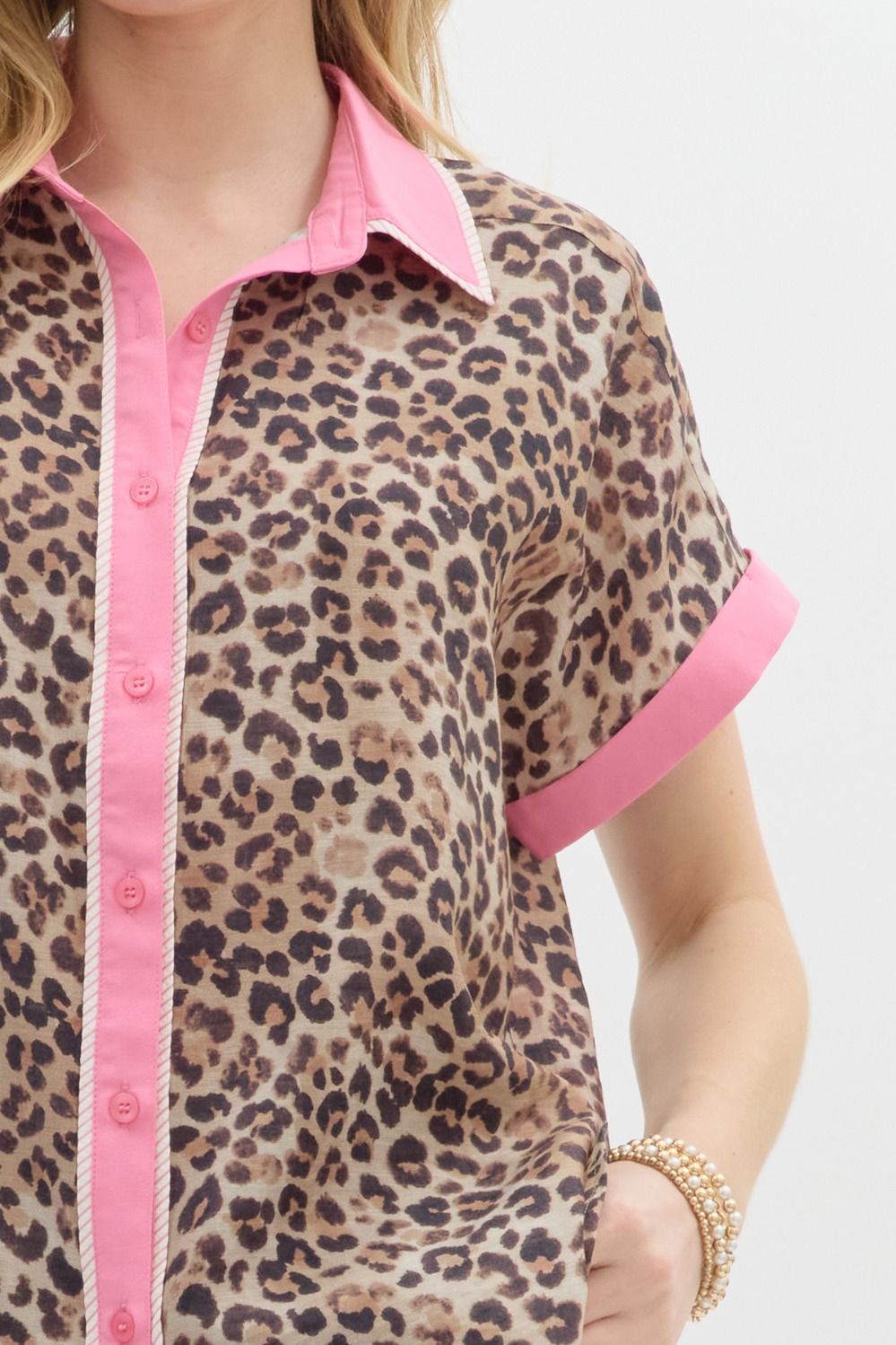Leopard Print Button Top