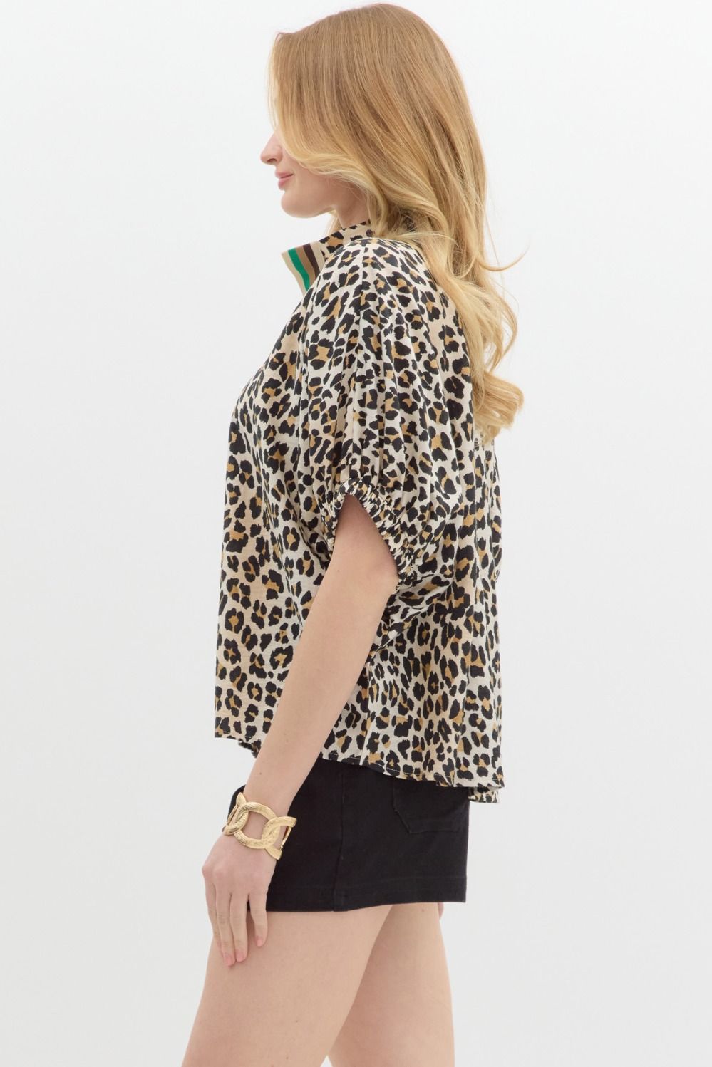 Leopard Print High Neck Top