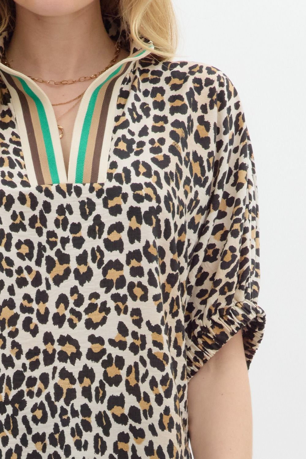 Leopard Print High Neck Top