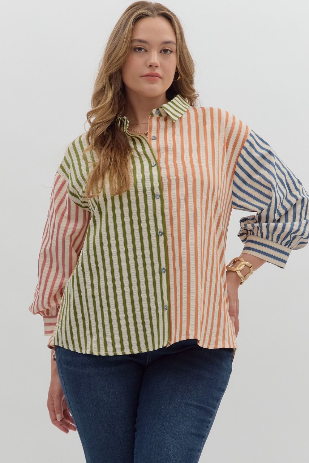 Colorblock Stripe Buttondown