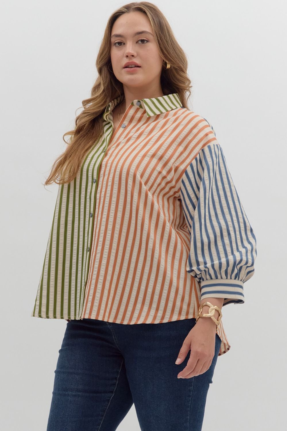 Colorblock Stripe Buttondown